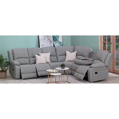 Captain 6 Seater Corner Manual Recliner Fabric Lounge - Image 2