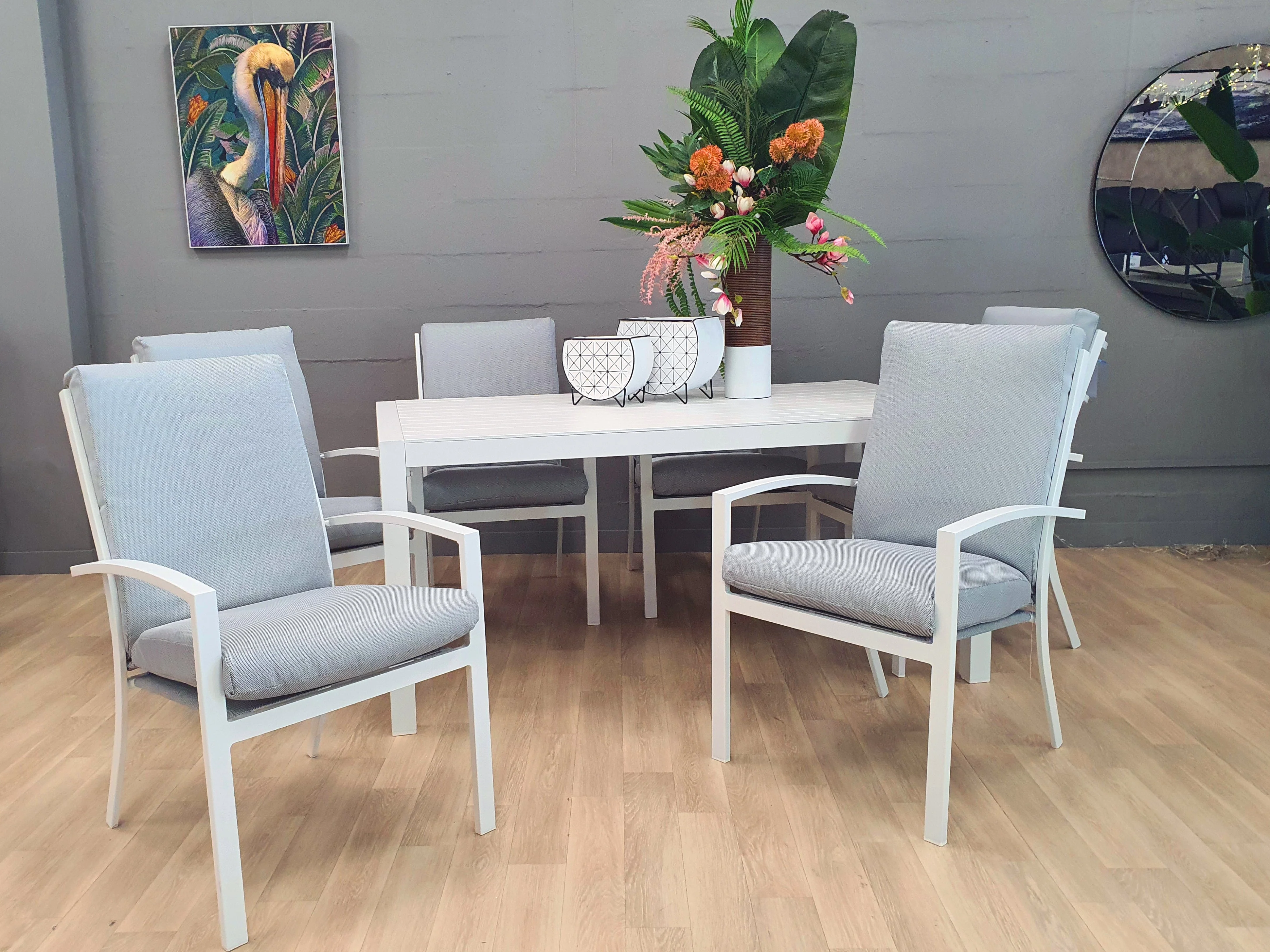 Matzo High Back Cushioned Outdoor Dining Chair White - Image 2