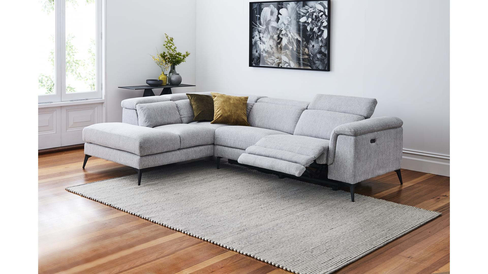 Yazz Fabric 5 Seat Corner Chaise Electric Lounge